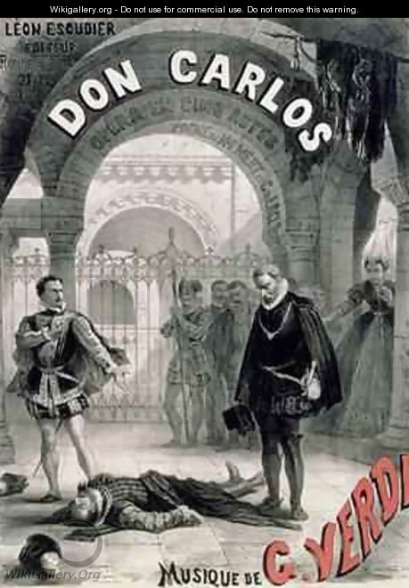Poster advertising Don Carlos - Alphonse Marie de Neuville