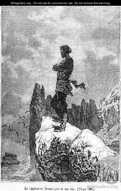 Captain Nemo climbing a rock - Alphonse Marie de Neuville