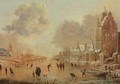 Frozen River with Skaters - Aert van der Neer