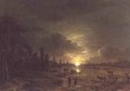 River Landscape with Rising Moon - Aert van der Neer