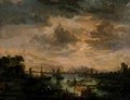 Moonlit scene with fishermen - Aert van der Neer