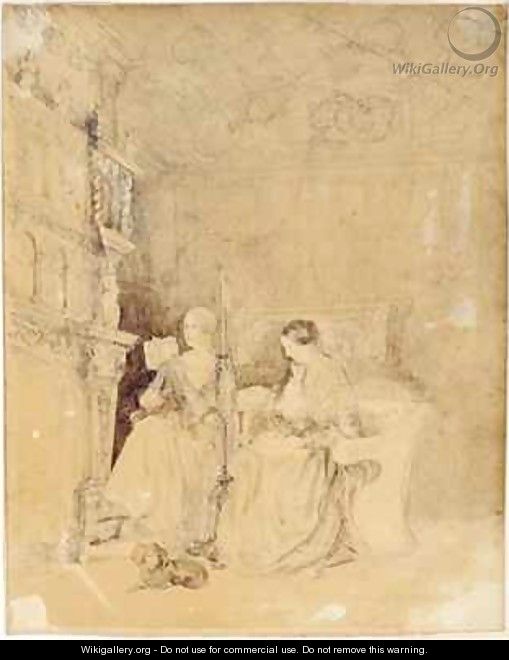 Marianne Nicholson reading to Florence Nightingale in the drawing room at Embley - Parthenope Nightingale (Lady Verney)