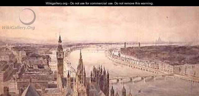 Architectural panorama of a proposed scheme for the South Bank of the Thames 1861 - Harry Robert Newton