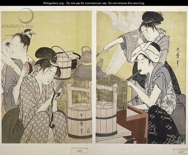 Kitchen Scene - Kitagawa Utamaro