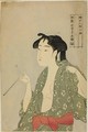 Woman Exhaling Smoke from a Pipe - Kitagawa Utamaro