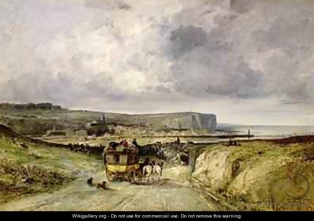 Arrival of a Stagecoach at Treport 1878 2 - Jules Achille Noel