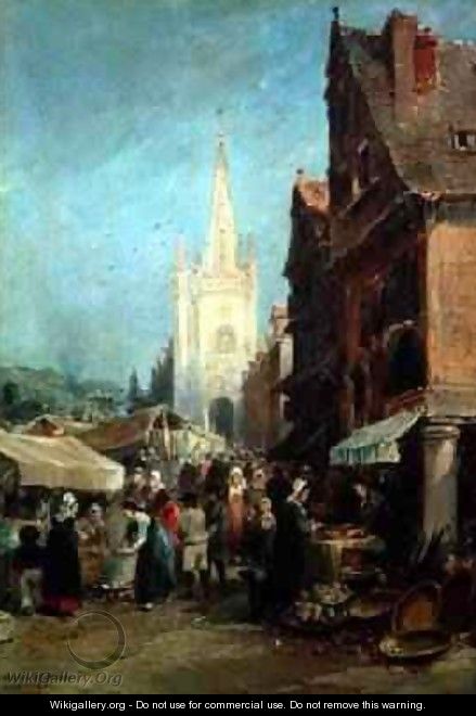 Market at Hennebont - Jules Achille Noel