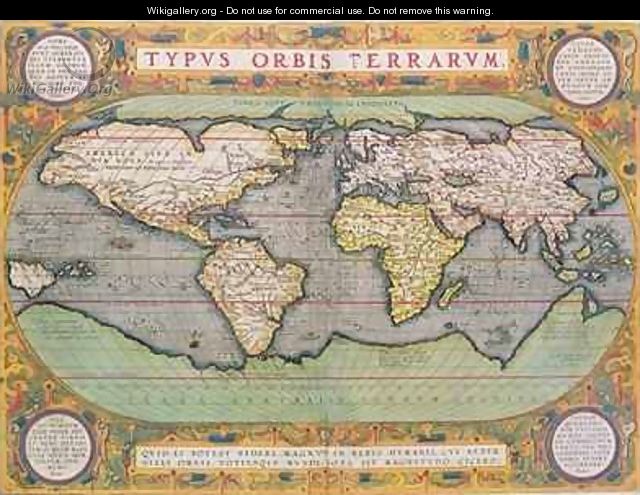 Typus Orbis Terrarum, map of the world, from Orteliuss Theatrum Orbis Terrarum, Antwerp, 1570 - Abraham Ortelius