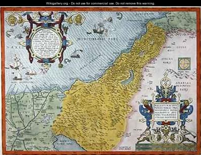 Map of Palestine, from Theatrvm Orbis Terrarvm, 1570 - Abraham Ortelius