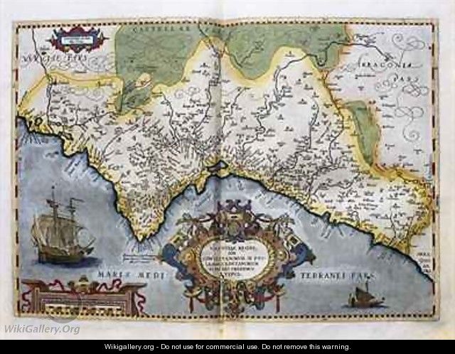 Map of the Kingdom of Valencia, from the Teatro de la Tierra Universel, 1588 - Abraham Ortelius