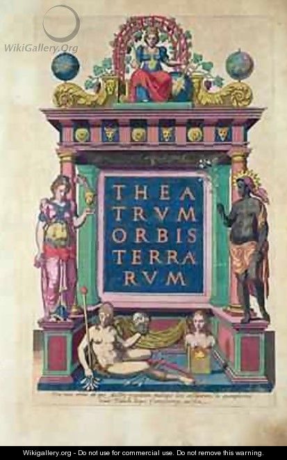 Title page of 3rd edition of the Theatrum Orbis Terrarum published in Antwerp by Christophorus Plantin in 1584 - Abraham Ortelius