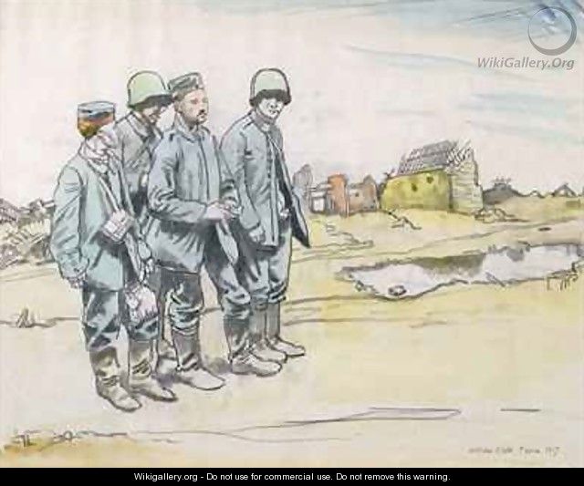 Four German Prisoners by a French Village, 1917 - Sir William Newenham Montague Orpen