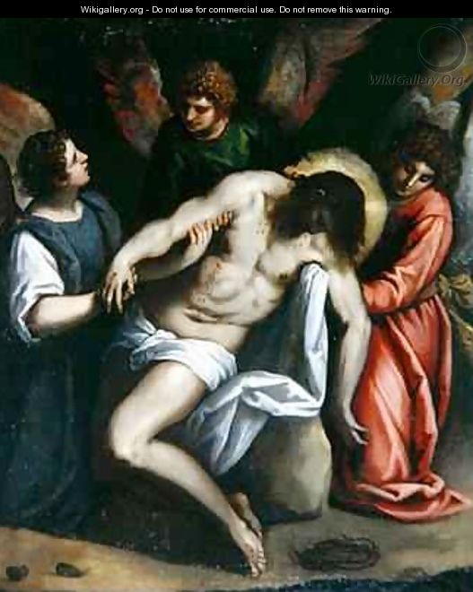 The Dead Christ, Held by Three Angels - Jacopo d