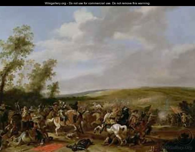 Battle Scene at Lutzen between King Gustavus Adolfus of Sweden against the Troops of Wallenstein, 1632 - Palamedes Palamedesz. (Stevaerts, Stevens)
