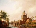 A view of the Kleine Houtpoort Small Gateway in Haarlem with the Grote Houtpoort Great Gateway in the background, 1778 - Isaak Ouwater