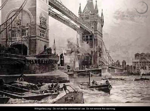 The Tower Bridge, to be Erected Over the Thames: Foundation Stone Laid by the Prince of Wales on Monday Last, from The Illustrated London News, 26th June 1886 - (after) Overend, William Heysham