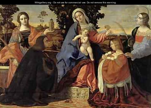 Sacred Conversation with Saints Barbara and Justina - Jacopo d