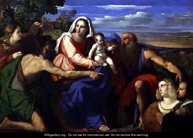 Sacra Conversazione with St. Catherine, John the Baptist and Two Donors - Jacopo d