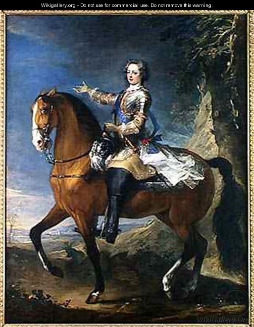 Equestrian Portrait of Louis XV 1710-74 at the age of thirteen, 1723 - J. B. Van Loo and C. Parrocel
