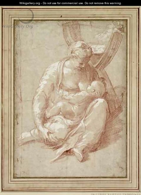 Virgin Seated on the Ground, Nursing the Child - Girolamo Francesco Maria Mazzola (Parmigianino)