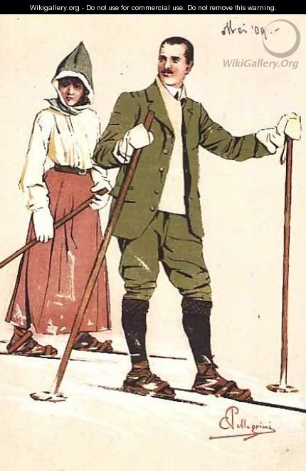 Two Skiers, 1909 - Carlo Pellegrini