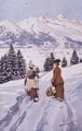 Two women walking in the snow near Tour dAi - Carlo Pellegrini