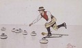 Man casting a stone in a game of curling - Carlo Pellegrini