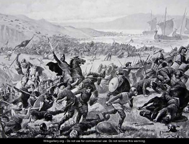 The great battle of Brunanburgh, 937, illustration from the book The History of the Nation - Alfred Pearse