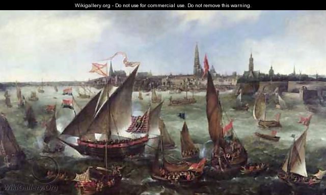 View of the Port of Antwerp during the Celebrations of the Taking of Breda, 1628 - Bonaventura, the Elder Peeters