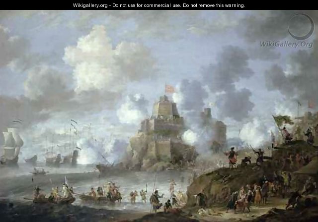 Mediterranean Castle under Siege from the Turks - Jan Peeters