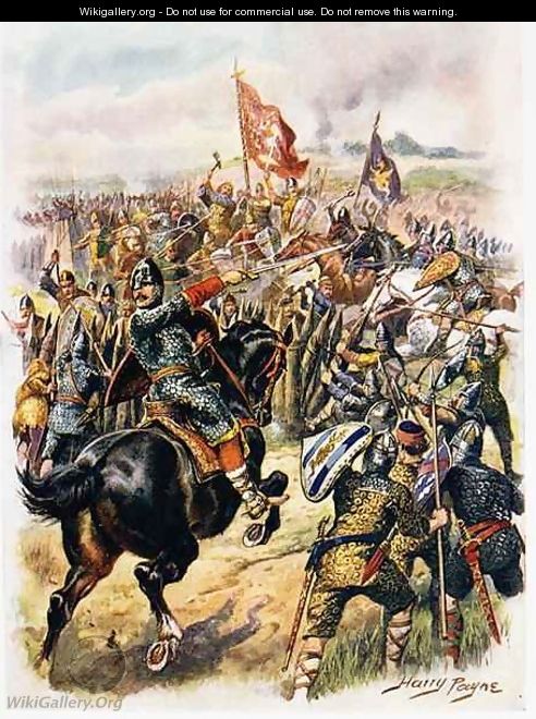Harolds c.1022-66 Last Stand, illustration from Glorious Battles of English of English History by Major C.H. Wylly - Henry A. (Harry) Payne
