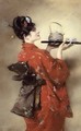 Portrait of a European Lady in Japanese Costume - Clemens von Pausinger