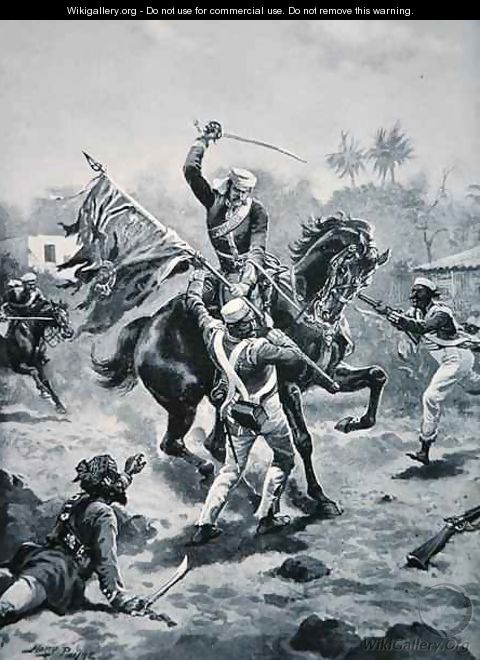 Lt Roberts winning his V.C., January 2nd 1858, illustration from The History of the Nation - Henry A. (Harry) Payne