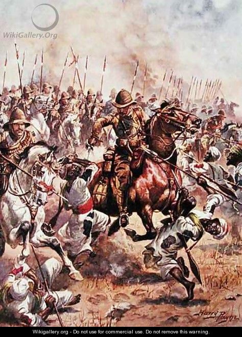Charge of the Twenty-First Lancers, illustration from Glorious Battles of English History by Major C.H. Wylly, 1920s - Henry A. (Harry) Payne