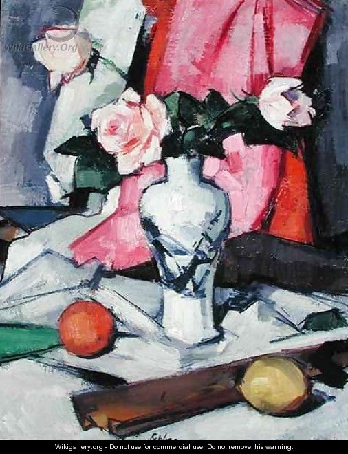 Roses in a Japanese Vase, c.1923 - Samuel John Peploe