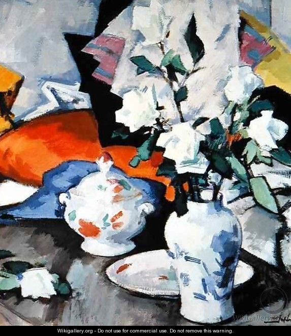 White Roses in a Vase - Samuel John Peploe