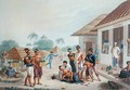 View of the Bazaar at Coupang, Timor, from Voyage Autour du Monde sur les Corvettes de LUranie 1817-20 engraved by Pomel, published 1825 - (after) Pellion, Alphonse