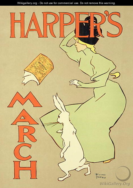 Reproduction of a poster advertising Harpers Magazine, March edition, American, 1894 - Edward Penfield