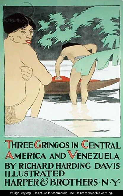Cover illustration for Three Gringos in Central America and Venezuela, by Richard Harding Davis 1864-1916, published 1896 - Edward Penfield