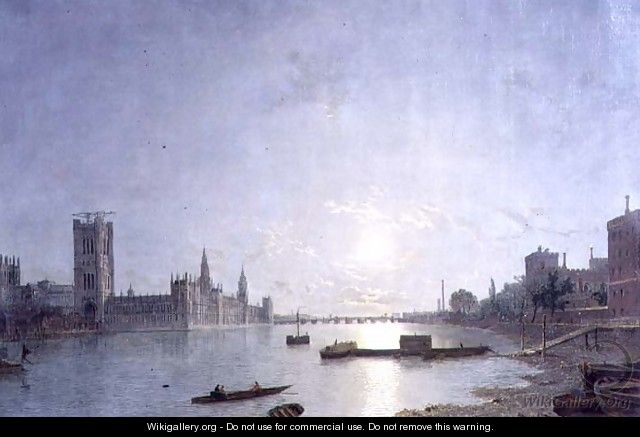 Westminster in Moonlight, c.1850 - Henry Pether