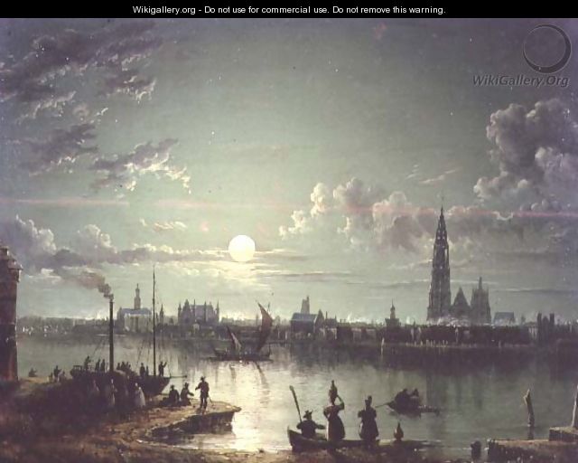 Rotterdam Harbour by Moonlight, 1835 - Sebastian Pether