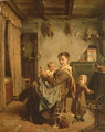 Cache-Cache, an interior with mother and child - Charles Petit