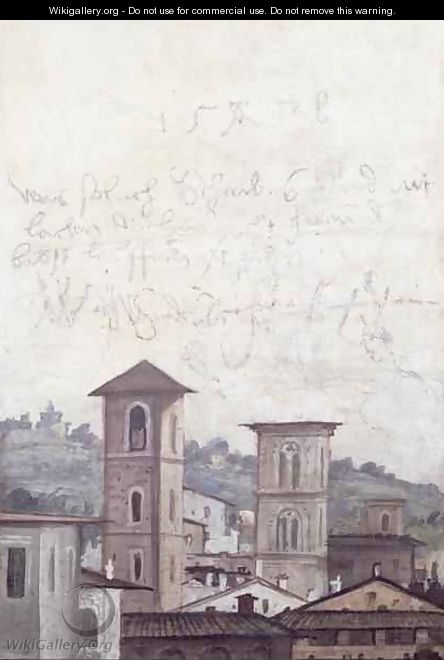 The Sala delle Prospettive Hall of Perspective detail depicting a view of Rome, 1518-19 - Baldassare Peruzzi