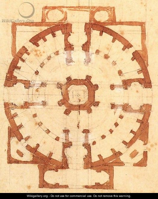 Plan for a Church - Michelangelo Buonarroti