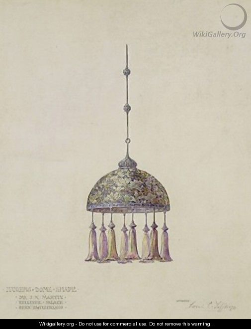 Drawing for magnolia hanging dome shade - Louis Comfort Tiffany