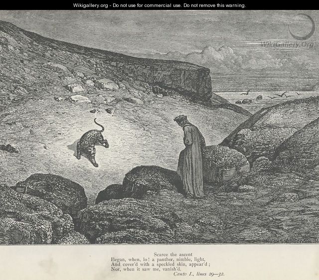 a panther, nimble, light, (Canto I., line 30) - Gustave Dore