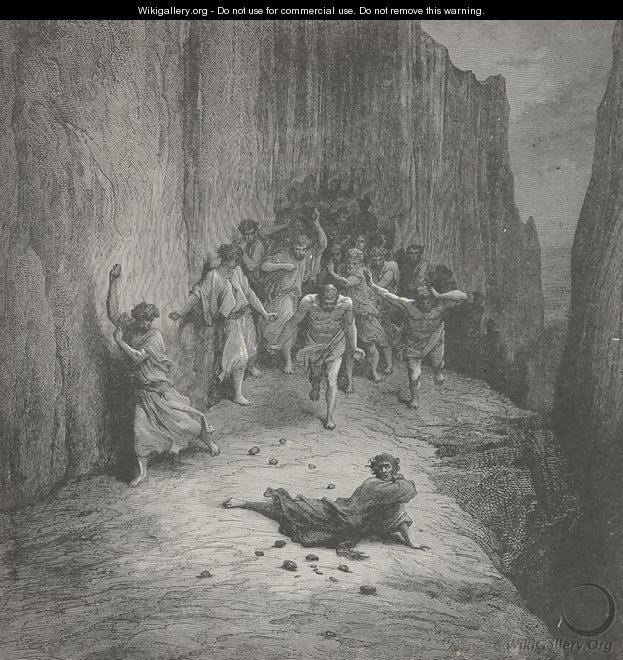 A multitude, in fury burning, (Canto XV., line 110) - Gustave Dore
