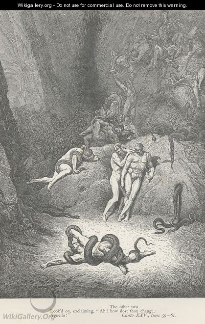 "Ah! how does thou change, Agnello!" (Canto XXV., lines 60-61) - Gustave Dore