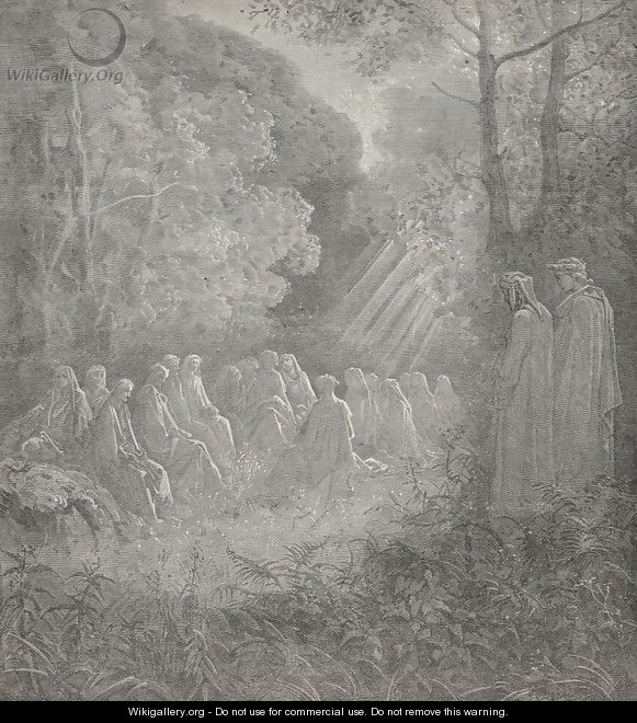Here chanting I beheld those spirits sit (Canto VII., line 91) - Gustave Dore