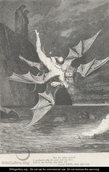 And in the boiling lake both well. (Canto XXII., line 139) - Gustave Dore